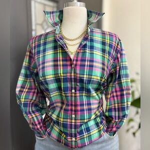 Chaps Classics Women’s Multicolored Plaid No Iron Cotton Button-Down Shirt